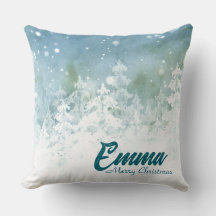 Personalised Christmas Throw Pillow - Teal Winter