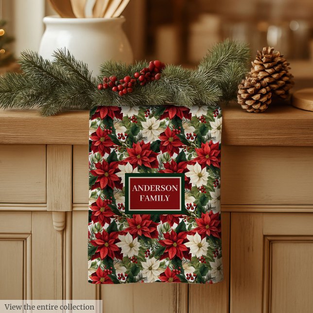 Personalised Christmas Towel Classic Floral Look (Personalized Christmas Towel Classic Floral Look)