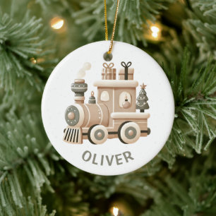 Personalised Christmas Train for Kids Ceramic Tree Decoration