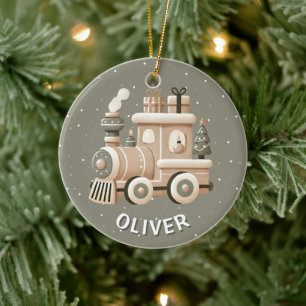 Personalised Christmas Train for Kids Ceramic Tree Decoration