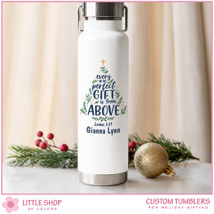 Personalised Christmas Tree Bible Verse Water Bottle