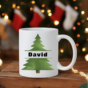 Personalised Christmas Tree Custom Name Coffee Mug