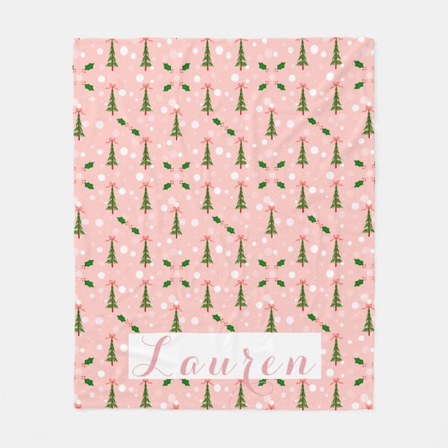 Personalised Christmas Tree Fleece Blanket (Front)