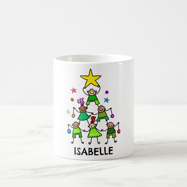 Personalised Christmas Tree Kids Coffee Mug (Center)