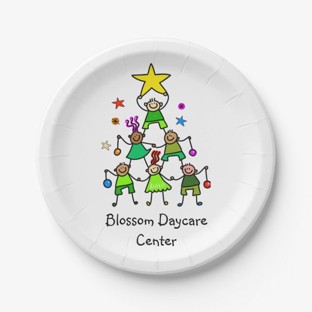 Personalised Christmas Tree Kids Paper Plate (Front)