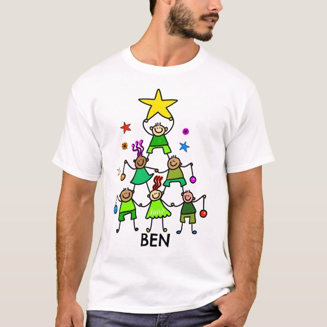 Personalised Christmas Tree Kids T-Shirt (Front)