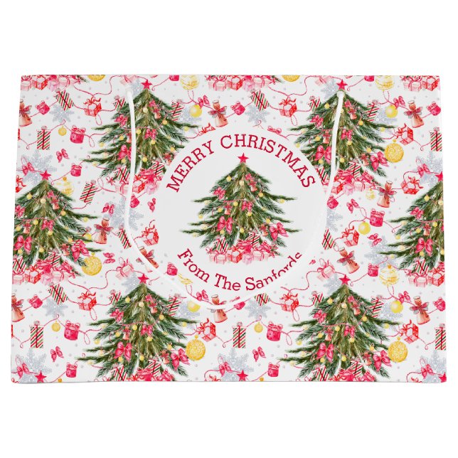Personalised Christmas Tree Large Gift Bag (Front)