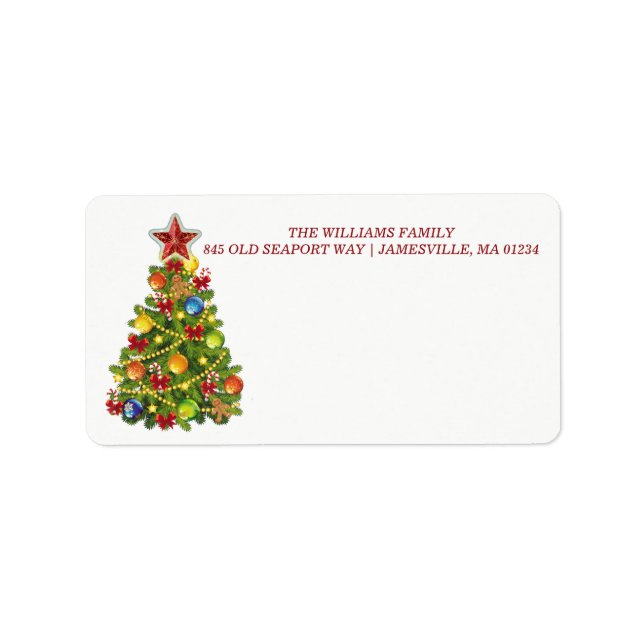 Personalised Christmas Tree Mailing Labels (Front)
