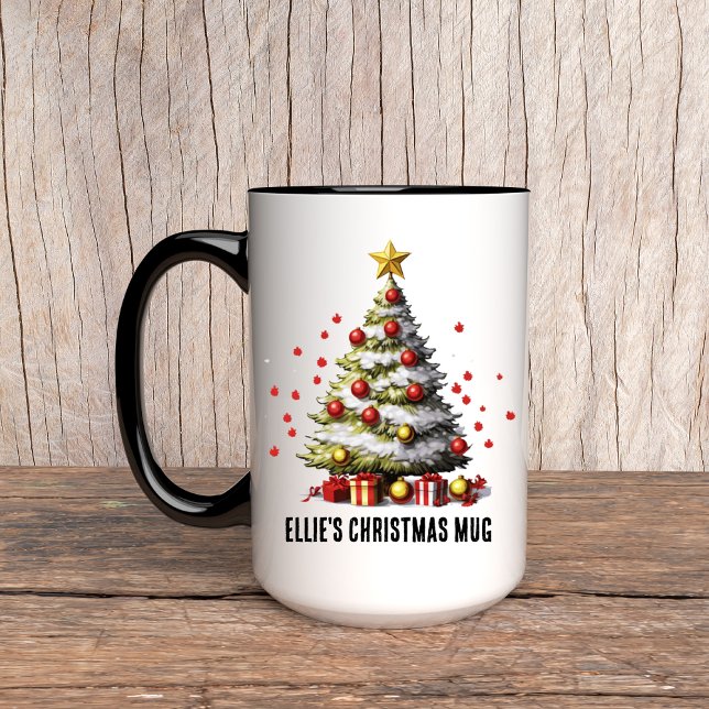 Personalised Christmas Tree Mug for Women (Christmas tree mug, custom name mug, custom Christmas mug, holiday mug for her, Christmas gift)