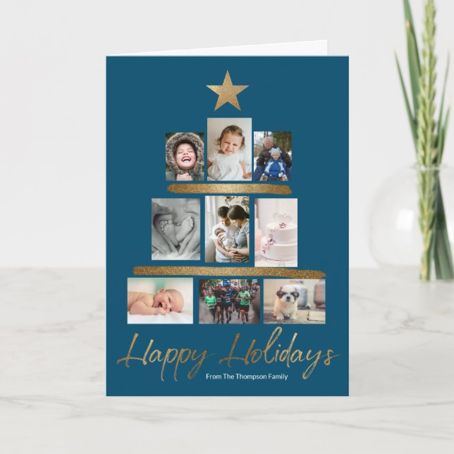 Personalised Christmas Tree Photo Holiday Card (Front)
