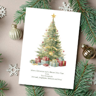Personalised Christmas Tree Presents Christmas Holiday Card