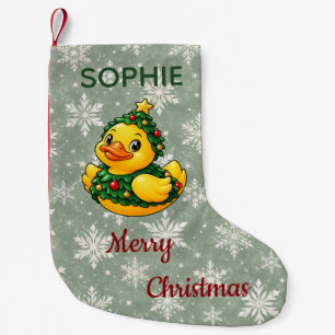 Personalised Christmas Tree Rubber Duck Small Christmas Stocking