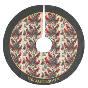 Personalised Christmas Tree Skirt Red Cardinals
