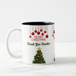 Personalised Christmas Tree Thank You Two-Tone Coffee Mug