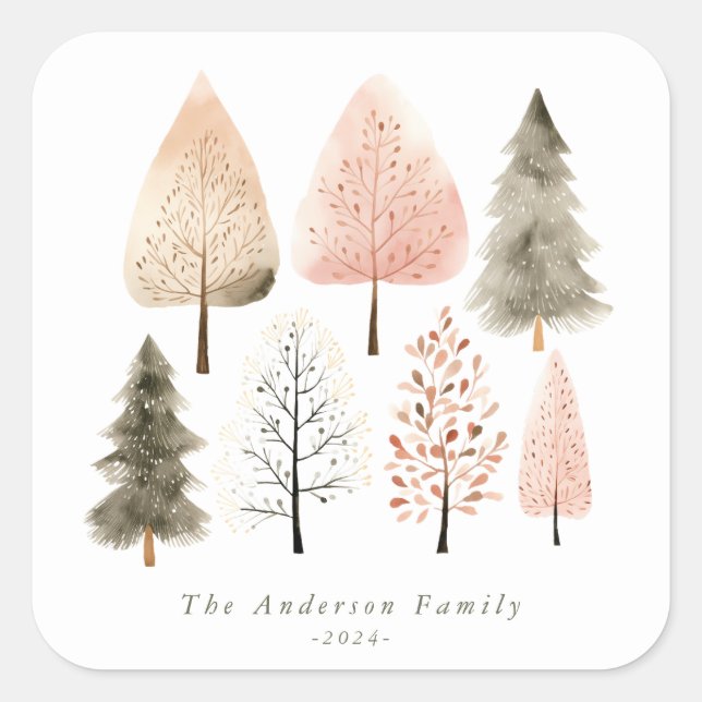 Personalised Christmas Trees Sticker (Front)
