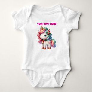 Personalised Christmas Unicorn Baby Bodysuit