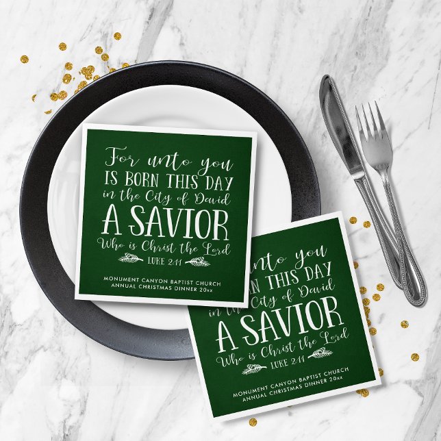 Personalised Christmas Verse Typography Green Napkin (Personalized Christmas Verse Typography Green Napkins)