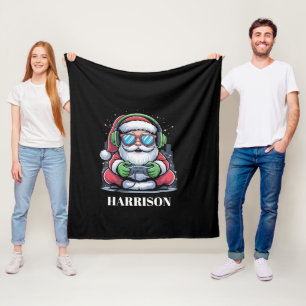 Personalised Christmas Video Game Santa Xmas  Fleece Blanket