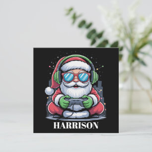 Personalised Christmas Video Game Santa Xmas Holiday Card