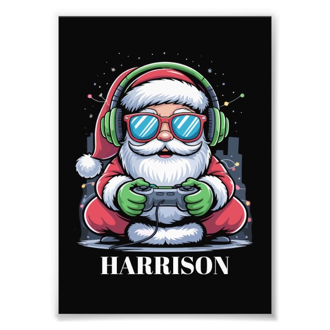 Personalised Christmas Video Game Santa Xmas  Photo Print (Front)