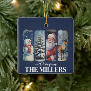 Personalised Christmas Vintage Santa Claus Snowman Ceramic Ornament