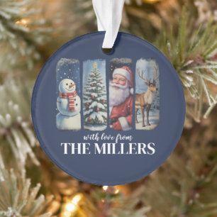 Personalised Christmas Vintage Santa Claus Snowman Ornament