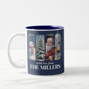 Personalised Christmas Vintage Santa Claus Snowman Two-Tone Coffee Mug