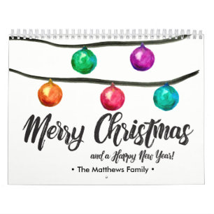 Personalised, Christmas, Watercolor, Custom Photo Calendar