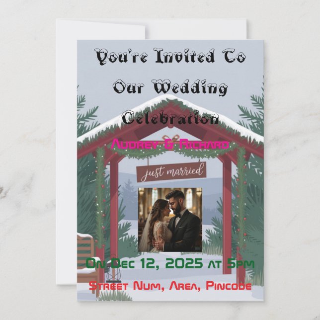 Personalised Christmas Wedding Invitation (Front)