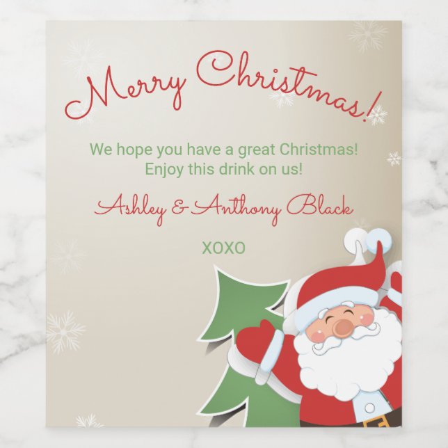 Personalised Christmas Wine Labels | Santa Claus (Single Label)