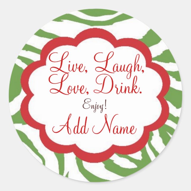 Personalised Christmas Wine Lable Classic Round Sticker (Front)