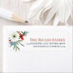 Personalised Christmas Winter Flower Foliage<br><div class="desc">Personalised Christmas Winter Flowers foliage Joyeux Noël Holiday address return labels from Ricaso - designed in a delicate red,  white and green winter foliage detail - this beautiful address label compliments the Christmas Winter Floral Holiday collection perfectly</div>