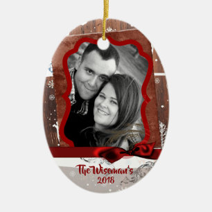 Personalised Christmas Wood Deer PHOTO Ornament