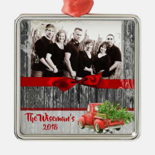 Personalised Christmas Wood Truck PHOTO Ornament