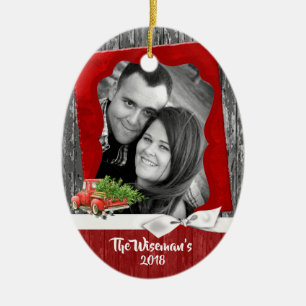 Personalised Christmas Wood Truck PHOTO Ornament