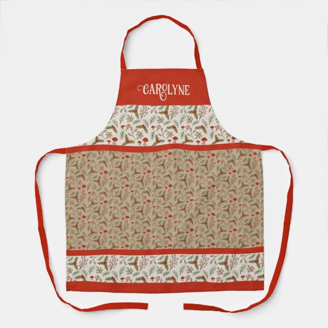Personalised Christmas Woodlands Apron (Front)