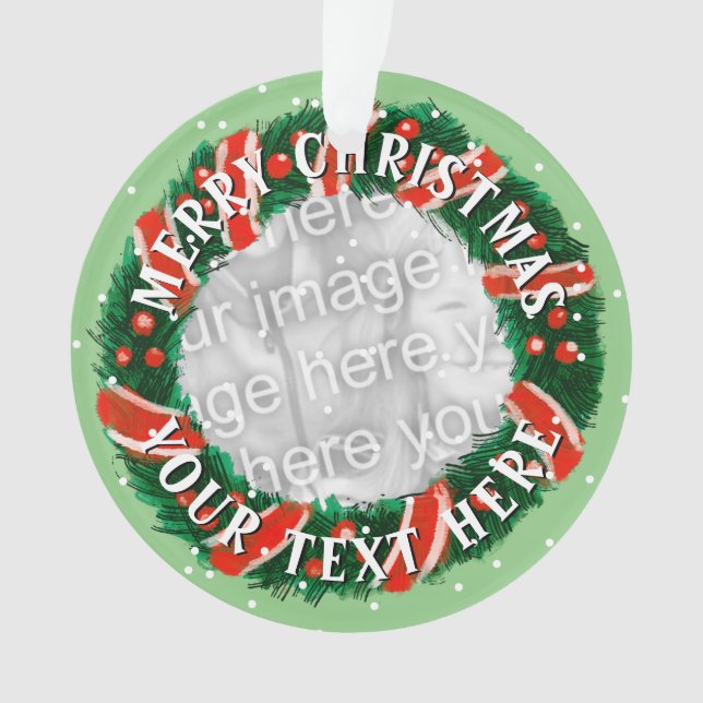 Personalised Christmas wreath border photo mask Ornament (Front)