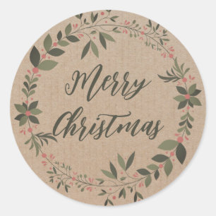 Personalised Christmas wreath  Classic Round Stick Sticker