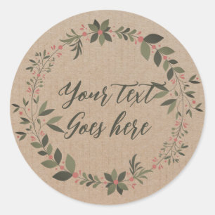 Personalised Christmas wreath  Classic Round Sticker