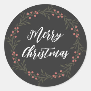 Personalised Christmas Wreath Merry Christmas Clas Classic Round Sticker