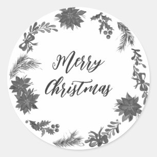 Personalised Christmas Wreath Merry Christmas Clas Classic Round Sticker