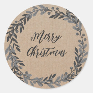 Personalised Christmas Wreath Merry Christmas Clas Classic Round Sticker