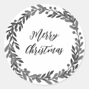 Personalised Christmas Wreath Merry Christmas Classic Round Sticker