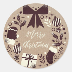 Personalised Christmas Wreath Merry Christmas  Classic Round Sticker