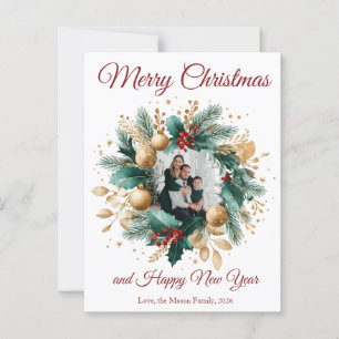 Personalised Christmas Wreath Photo Card