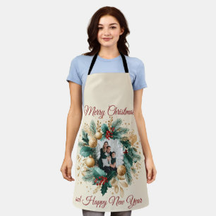 Personalised Christmas Wreath Photo Card Apron