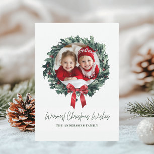 Personalised Christmas Wreath Photo & Name Holiday Invitation