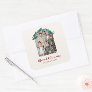 Personalised Christmas Wreath Photo & Name Sticker