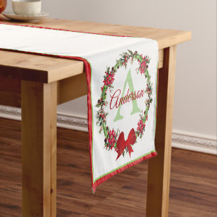 Personalised Christmas wreath Short Table Runner