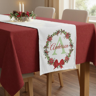 Personalised Christmas wreath Short Table Runner